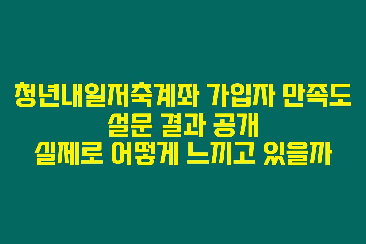 청년내일저축계좌 가입자 만족도 설문 결과 공개 실제로 어떻게 느끼고 있을까