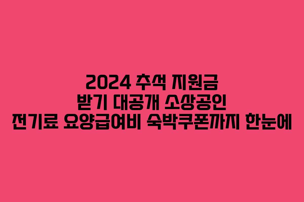 2024 추석 지원금 받기 대공개 소상공인 전기료 요양급여비 숙박쿠폰까지 한눈에