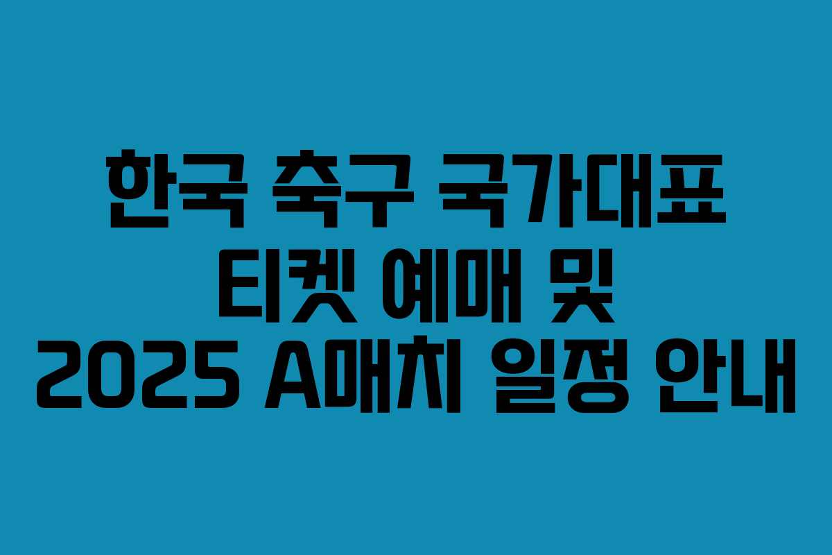 한국 축구 국가대표 티켓 예매 및 2025 A매치 일정 안내
