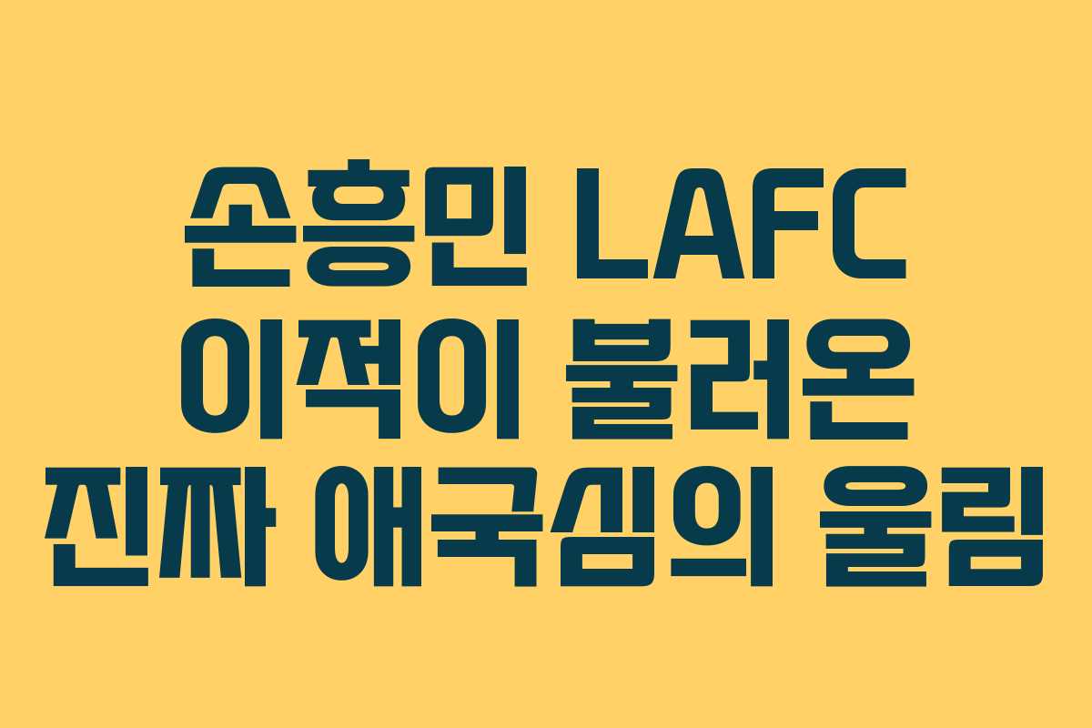 손흥민 LAFC 이적이 불러온 진짜 애국심의 울림