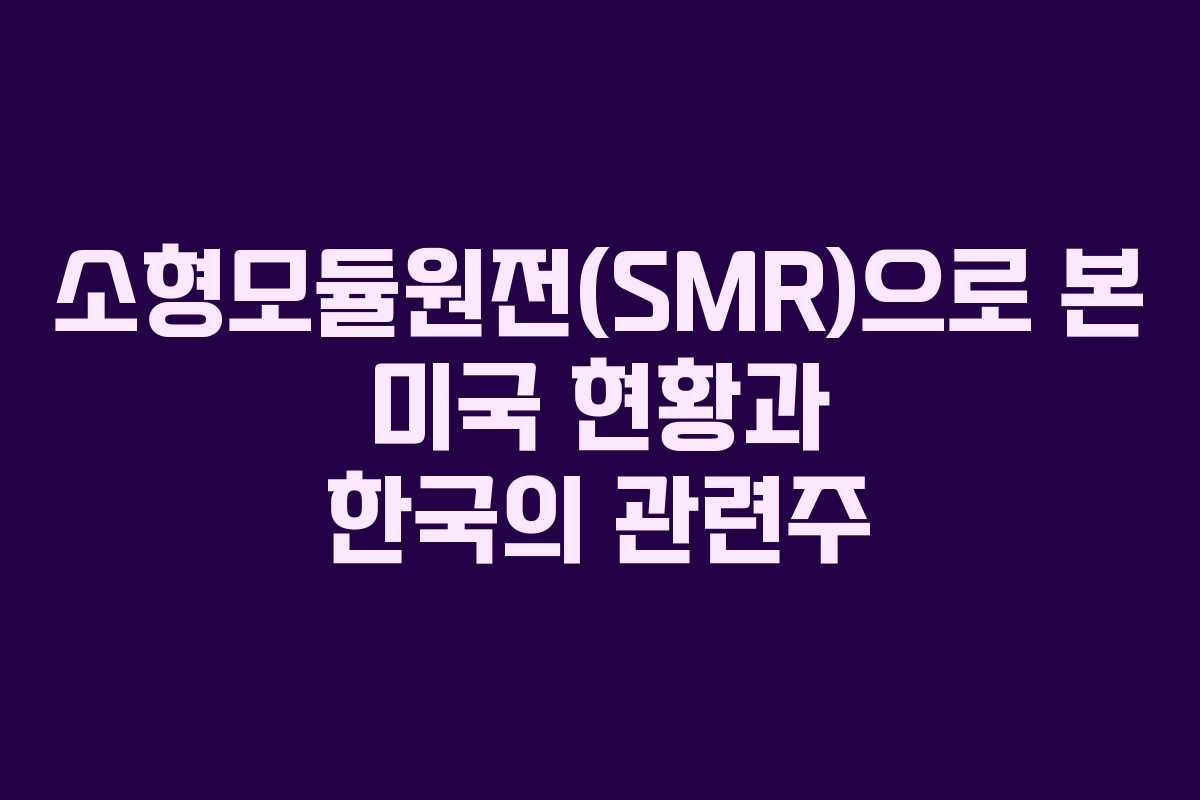 소형모듈원전(SMR)으로 본 미국 현황과 한국의 관련주