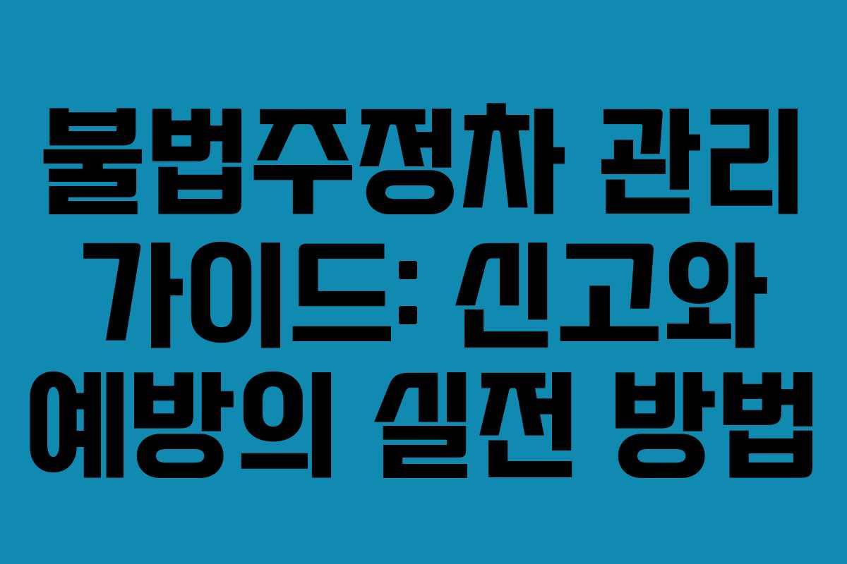불법주정차 관리 가이드: 신고와 예방의 실전 방법