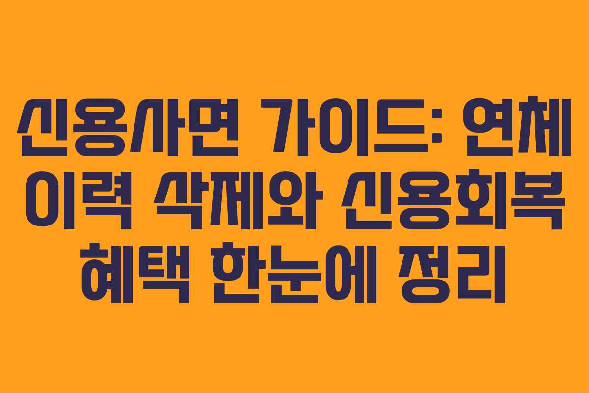 신용사면 가이드: 연체 이력 삭제와 신용회복 혜택 한눈에 정리