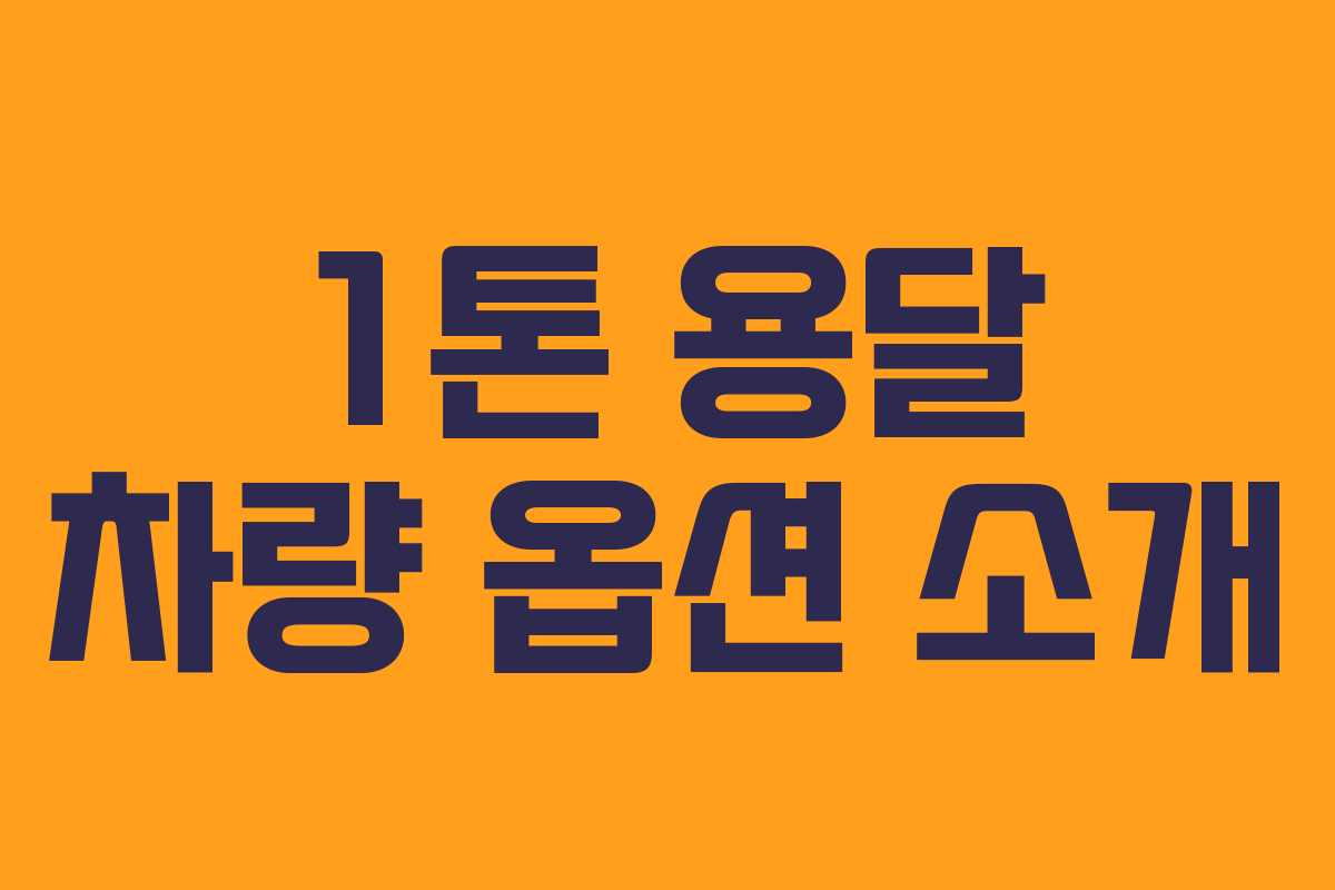 1톤 용달 차량 옵션 소개