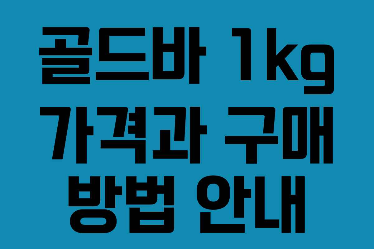 골드바 1kg 가격과 구매 방법 안내