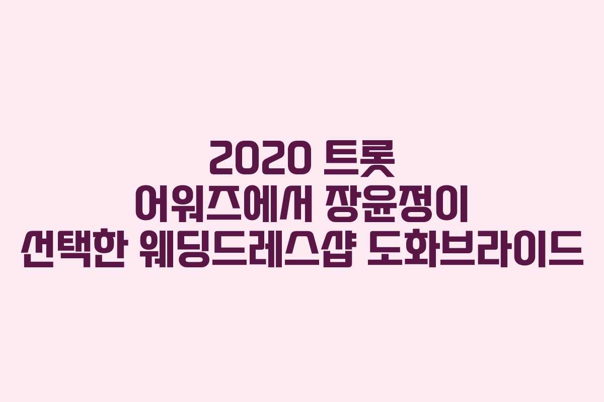 2020 트롯 어워즈에서 장윤정이 선택한 웨딩드레스샵 도화브라이드