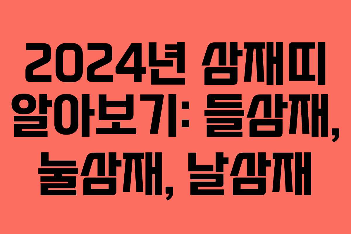 2024년 삼재띠 알아보기: 들삼재, 눌삼재, 날삼재