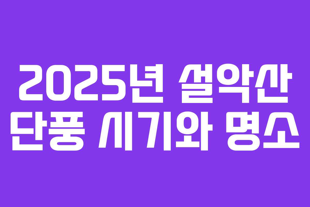 2025년 설악산 단풍 시기와 명소