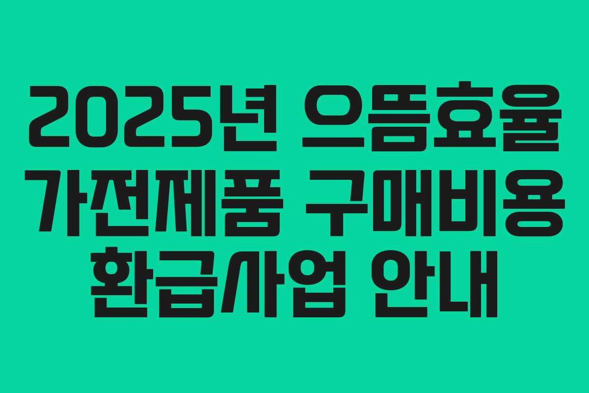 2025년 으뜸효율 가전제품 구매비용 환급사업 안내
