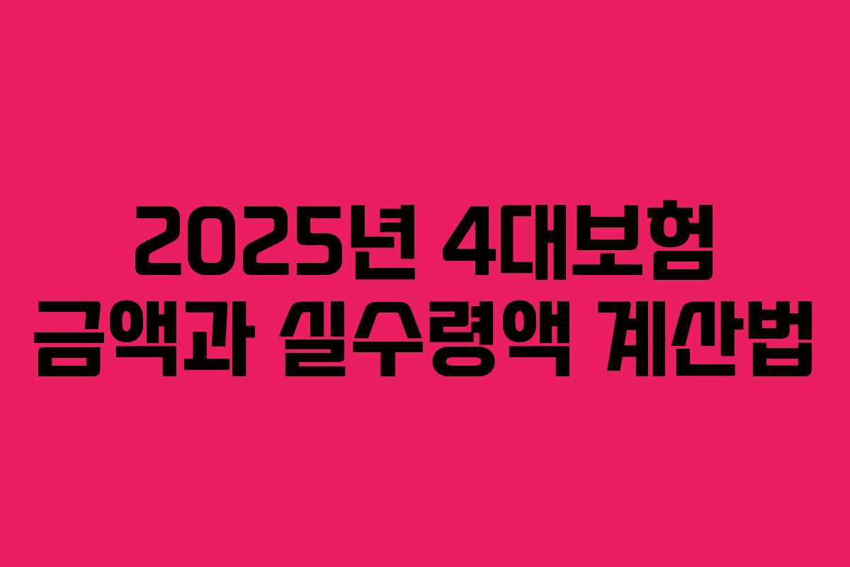 2025년 4대보험 금액과 실수령액 계산법
