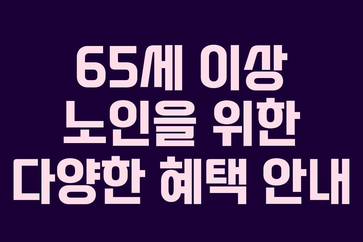 65세 이상 노인을 위한 다양한 혜택 안내