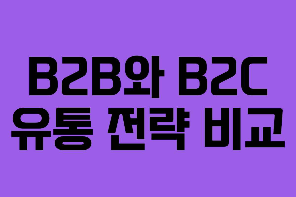 B2B와 B2C 유통 전략 비교 B2B와 B2C 유통 전략 비교