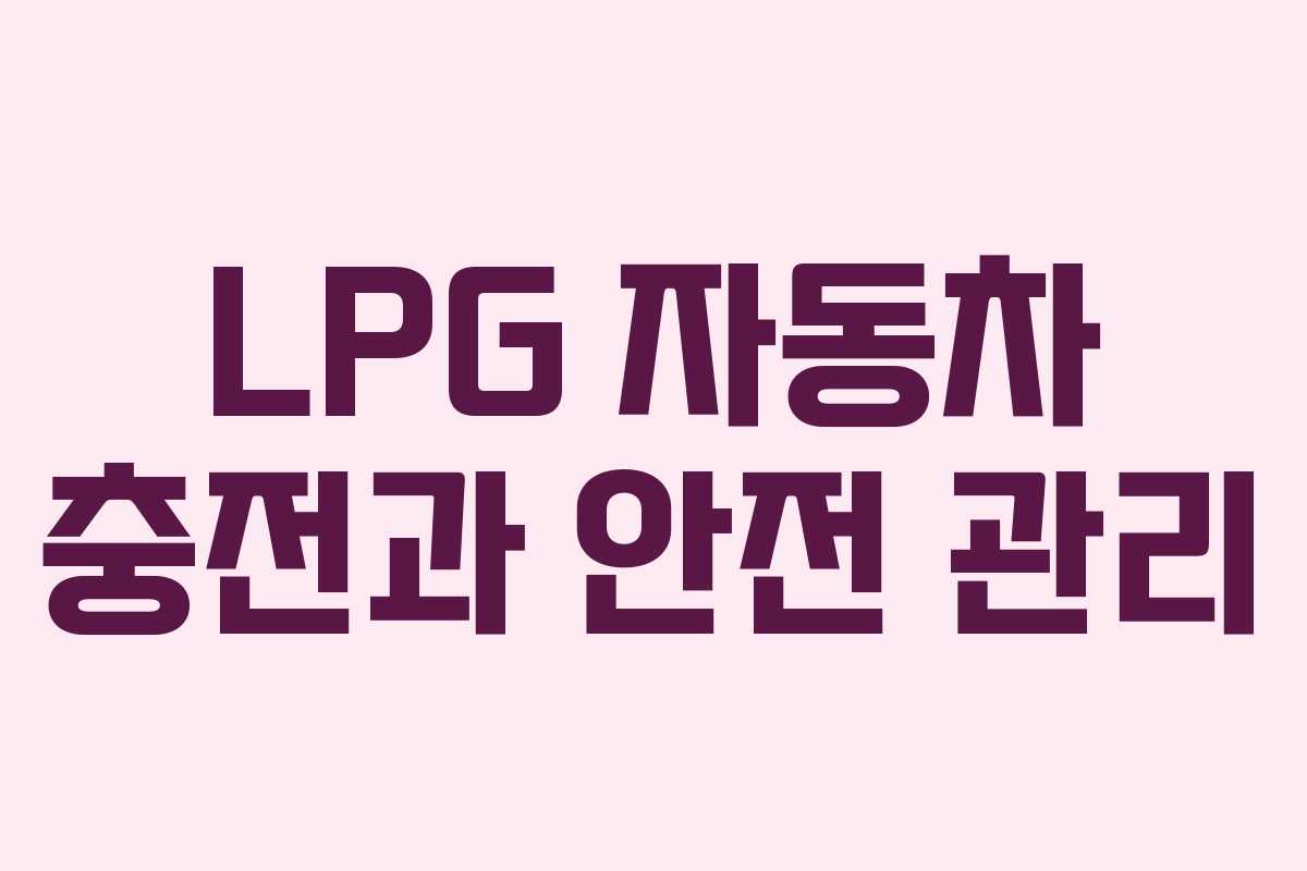 LPG 자동차 충전과 안전 관리 LPG 자동차 충전과 안전 관리