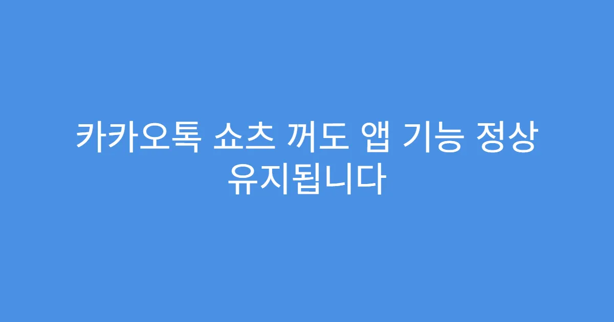 카카오톡 쇼츠 꺼도 앱 기능 정상 유지됩니다