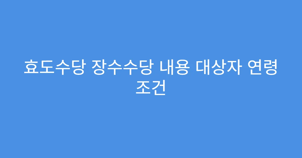 효도수당 장수수당 내용 대상자 연령 조건