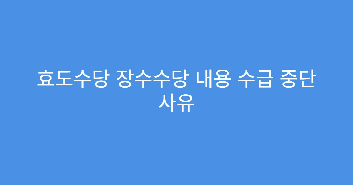 효도수당 장수수당 내용 수급 중단 사유