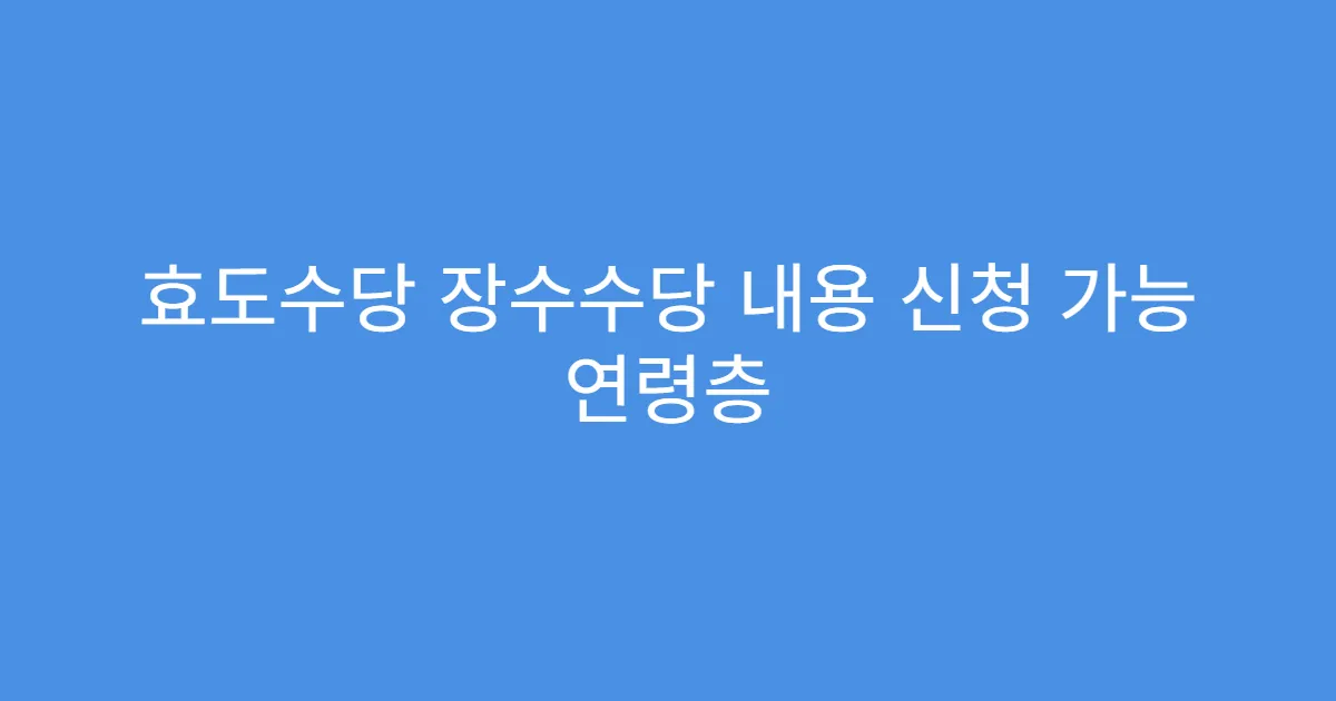 효도수당 장수수당 내용 신청 가능 연령층