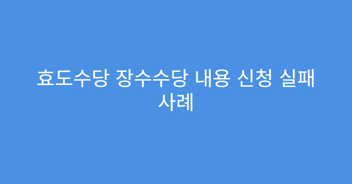 효도수당 장수수당 내용 신청 실패 사례