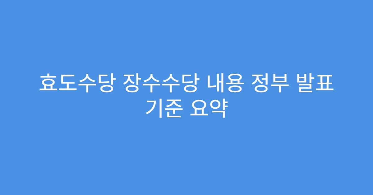 효도수당 장수수당 내용 정부 발표 기준 요약