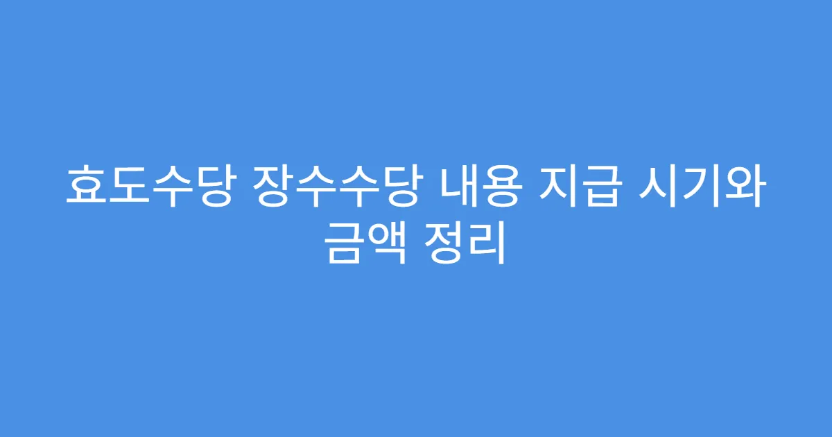 효도수당 장수수당 내용 지급 시기와 금액 정리