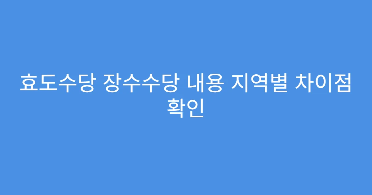 효도수당 장수수당 내용 지역별 차이점 확인
