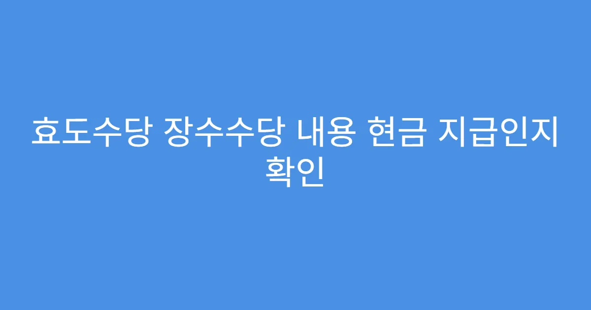 효도수당 장수수당 내용 현금 지급인지 확인
