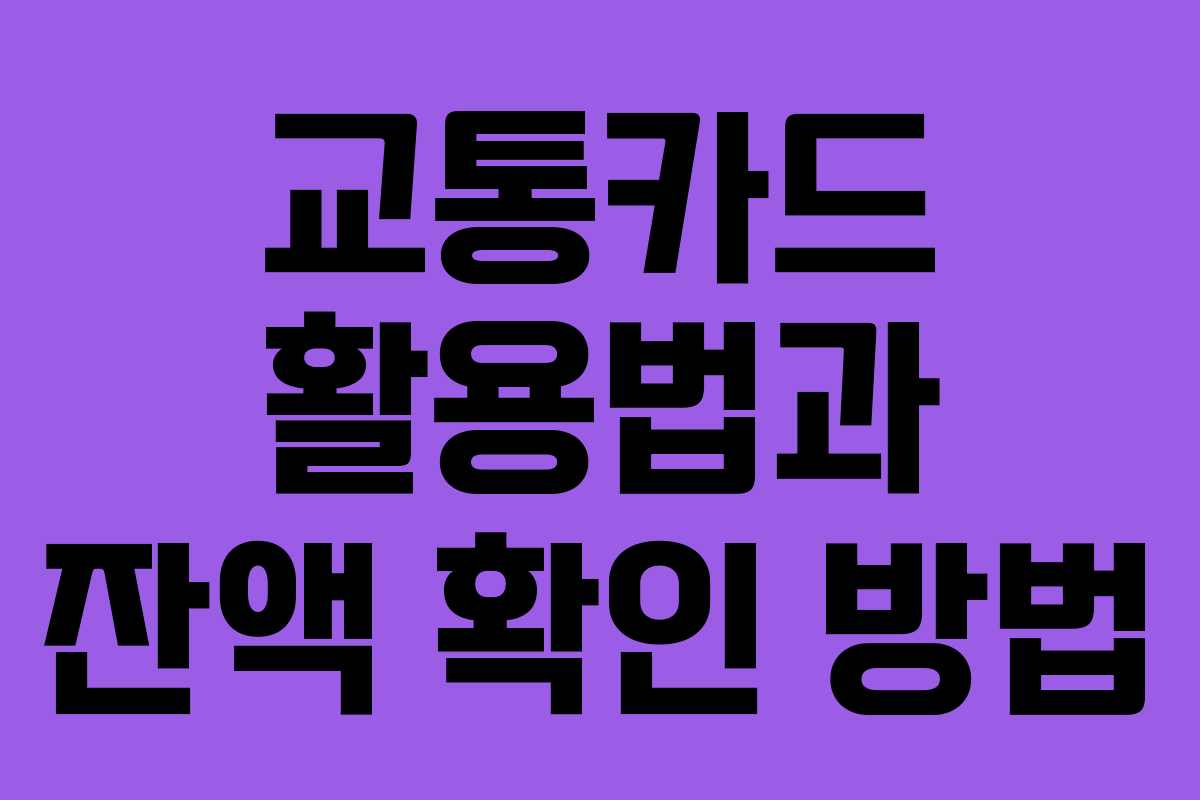 교통카드 활용법과 잔액 확인 방법