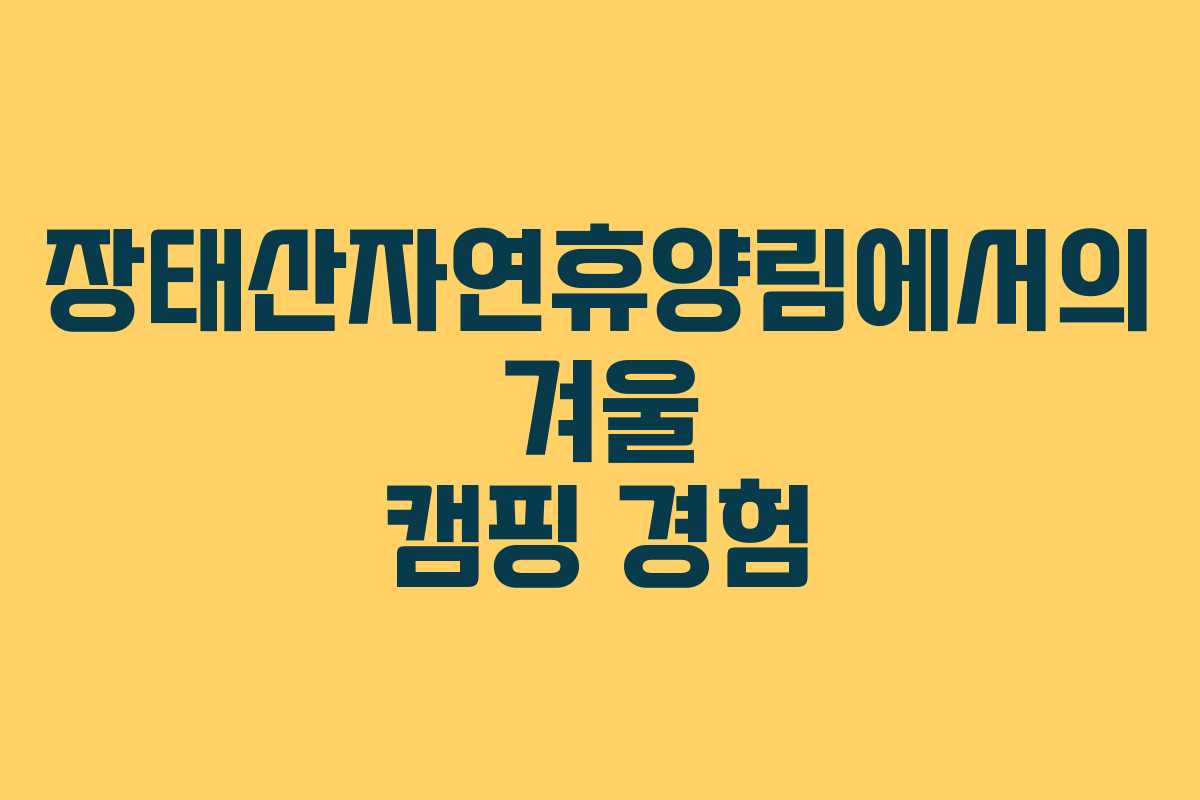 장태산자연휴양림에서의 겨울 캠핑 경험