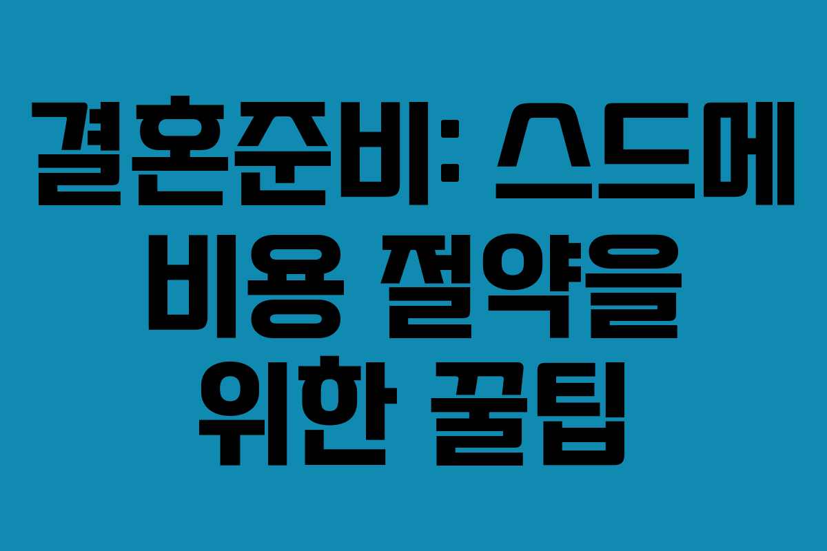 결혼준비: 스드메 비용 절약을 위한 꿀팁