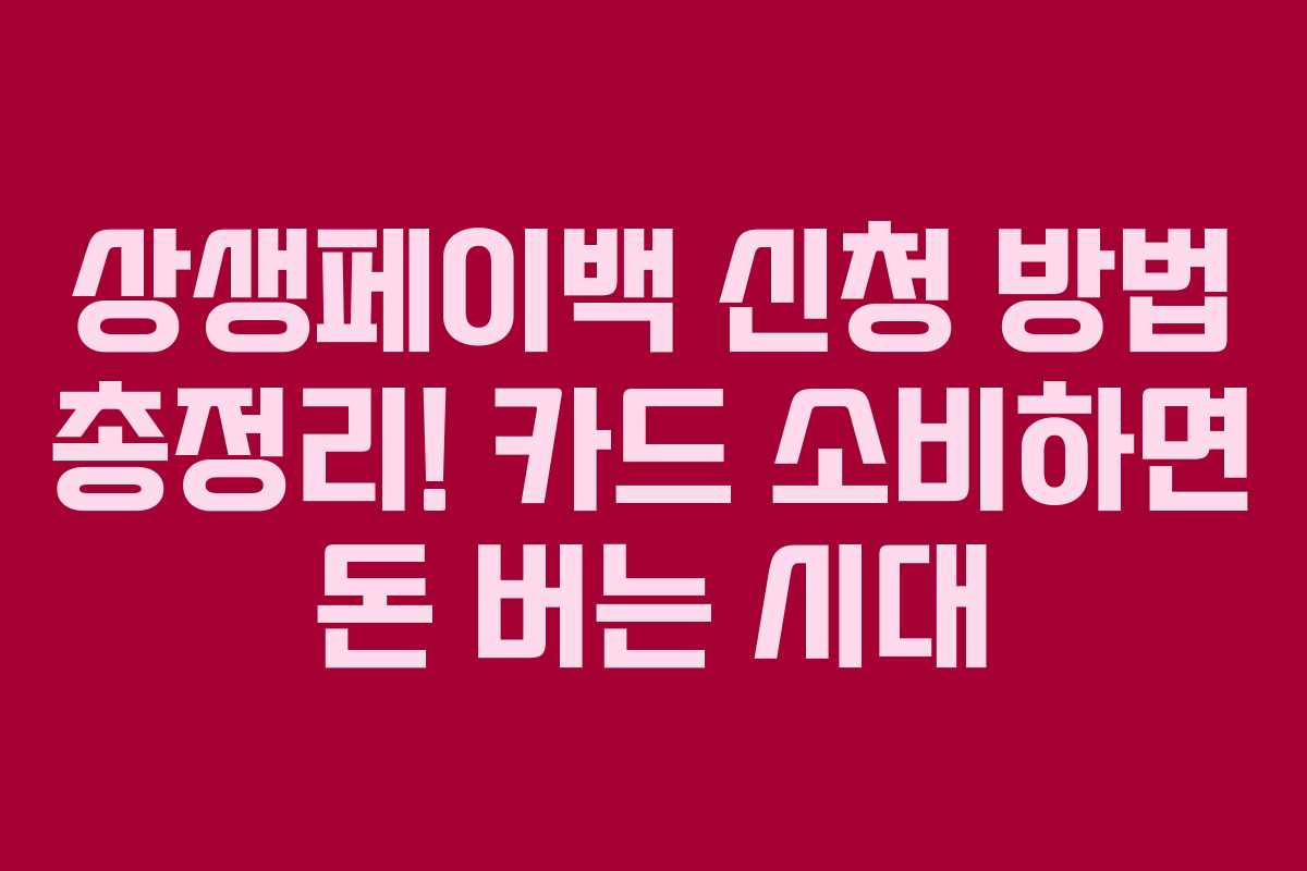 상생페이백 신청 방법 총정리! 카드 소비하면 돈 버는 시대