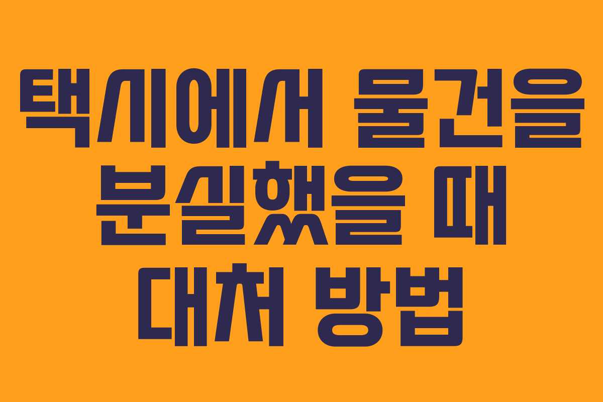 택시에서 물건을 분실했을 때 대처 방법 택시에서 물건을 분실했을 때 대처 방법