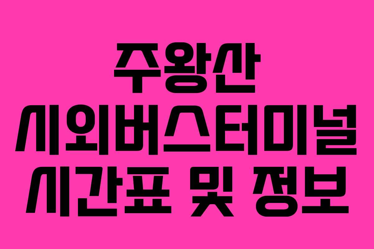 주왕산 시외버스터미널 시간표 및 정보