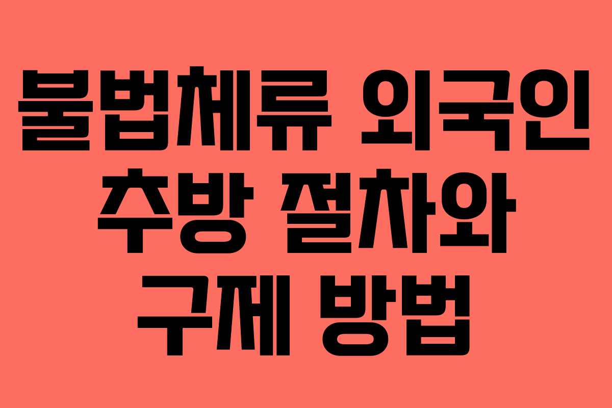 불법체류 외국인 추방 절차와 구제 방법