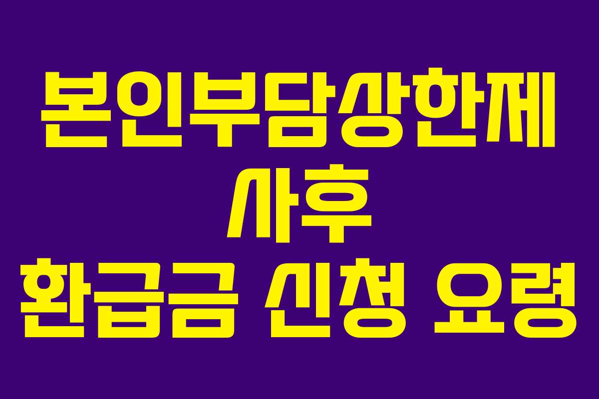 본인부담상한제 사후 환급금 신청 요령