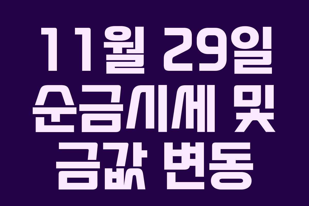 11월 29일 순금시세 및 금값 변동