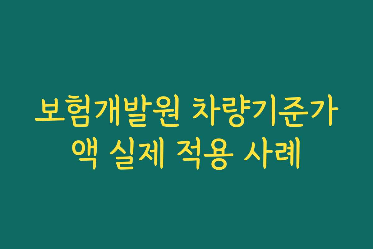 보험개발원 차량기준가액 실제 적용 사례