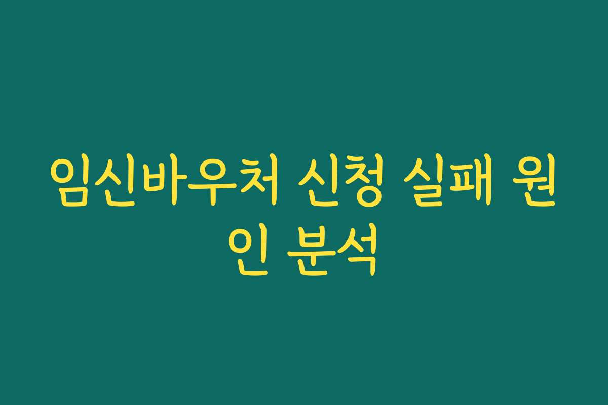임신바우처 신청 실패 원인 분석