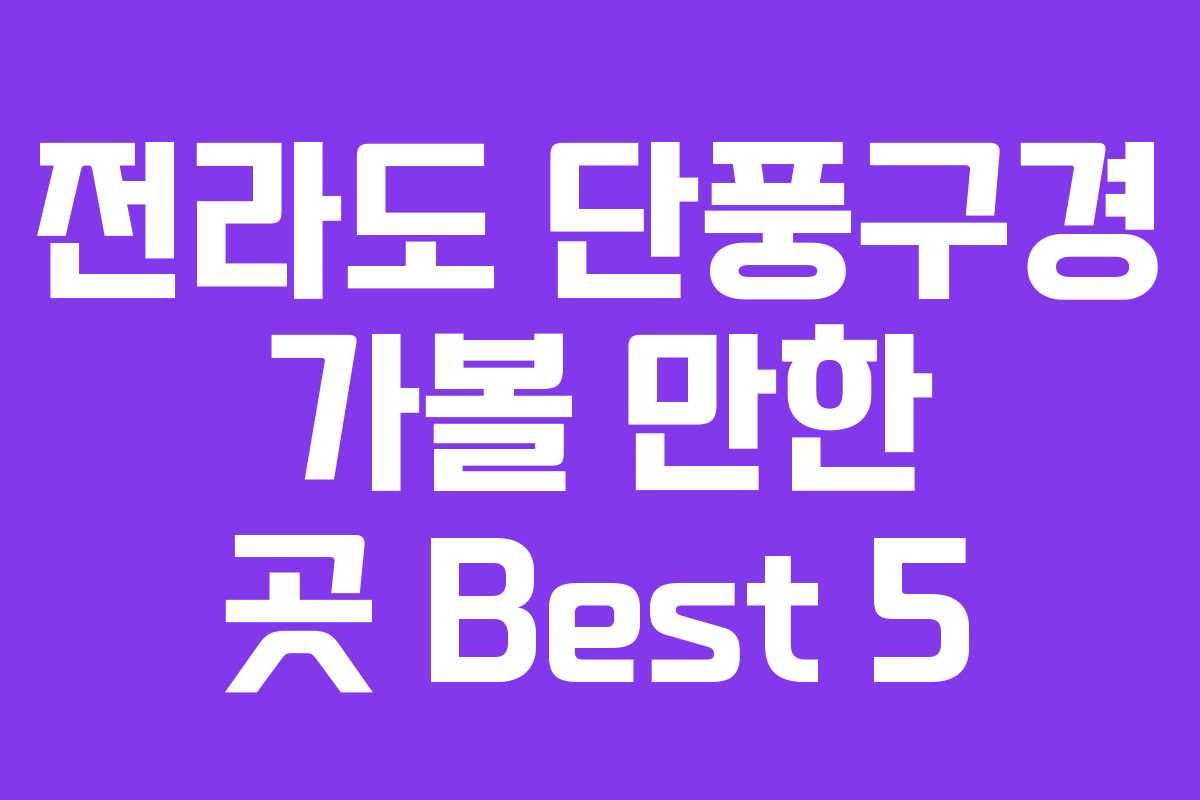 전라도 단풍구경 가볼 만한 곳 Best 5 전라도 단풍구경 가볼 만한 곳 Best 5
