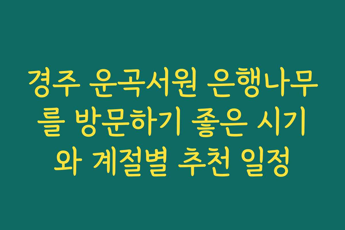 경주 운곡서원 은행나무를 방문하기 좋은 시기와 계절별 추천 일정