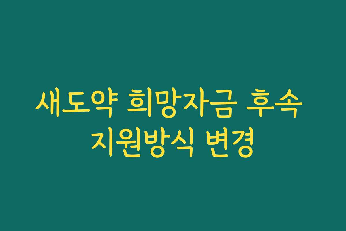 새도약 희망자금 후속 지원방식 변경