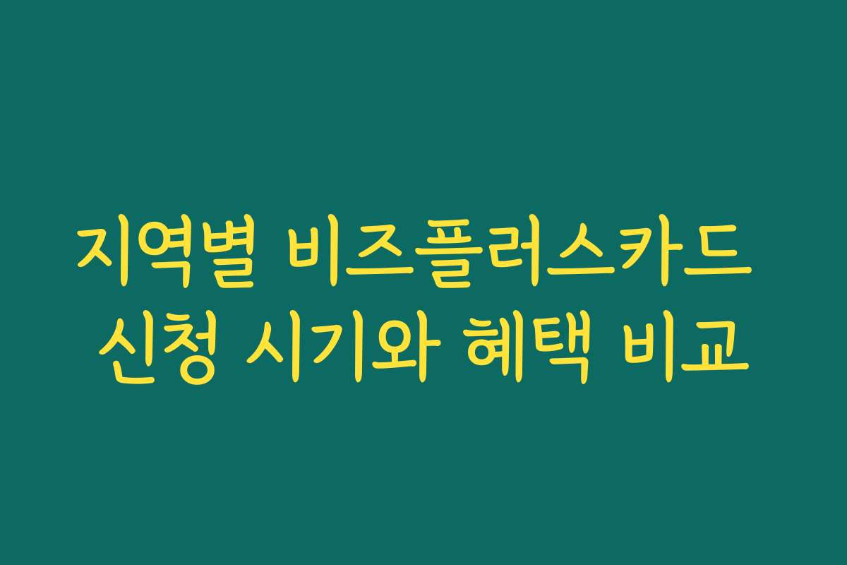 지역별 비즈플러스카드 신청 시기와 혜택 비교