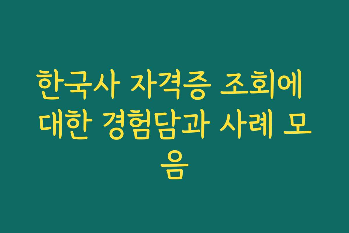 한국사 자격증 조회에 대한 경험담과 사례 모음 한국사 자격증 조회에 대한 경험담과 사례 모음