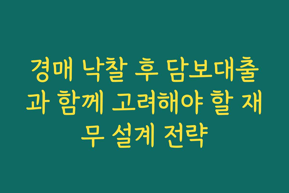 경매 낙찰 후 담보대출과 함께 고려해야 할 재무 설계 전략