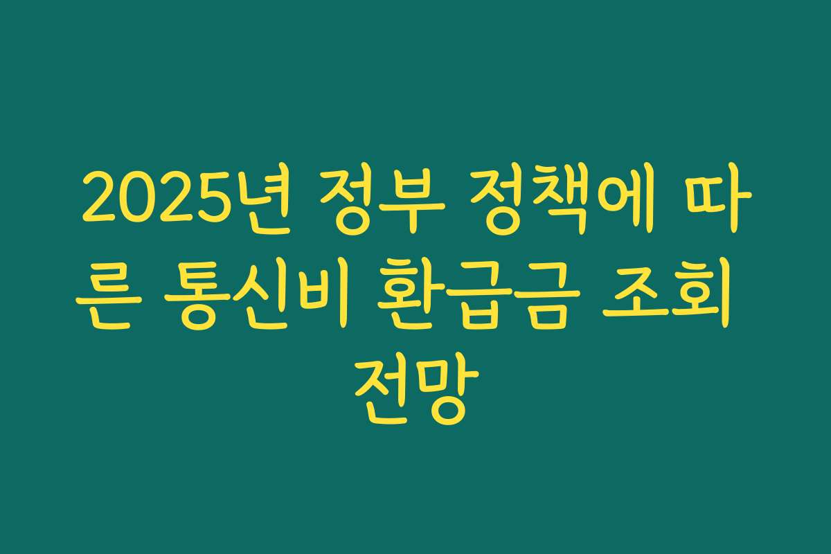 2025년 정부 정책에 따른 통신비 환급금 조회 전망