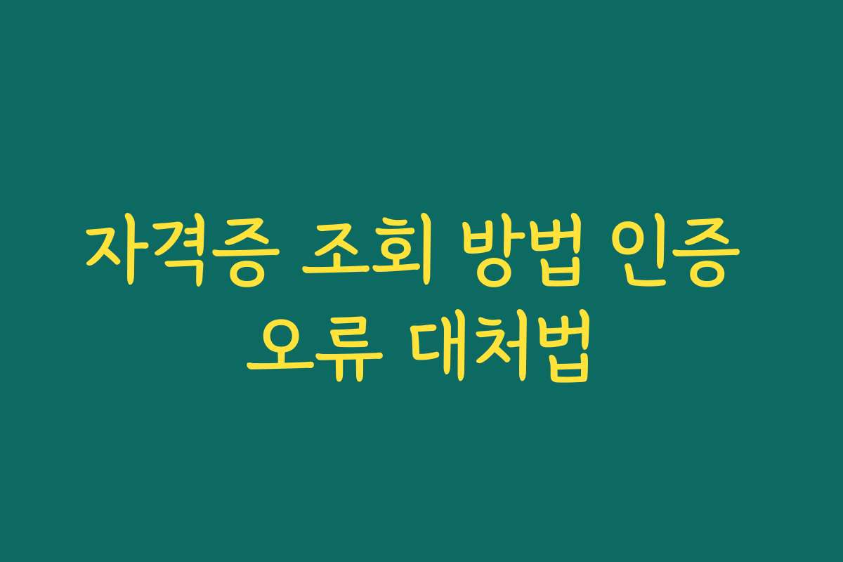 자격증 조회 방법 인증 오류 대처법