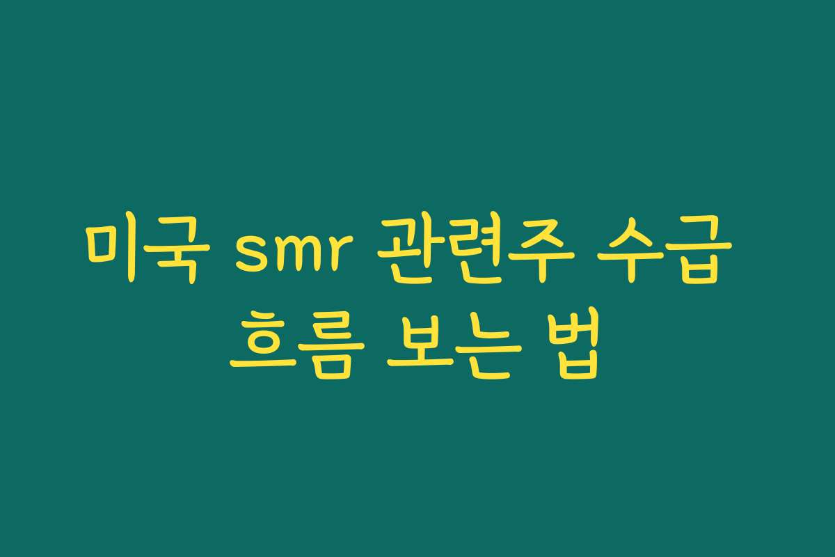 미국 smr 관련주 수급 흐름 보는 법