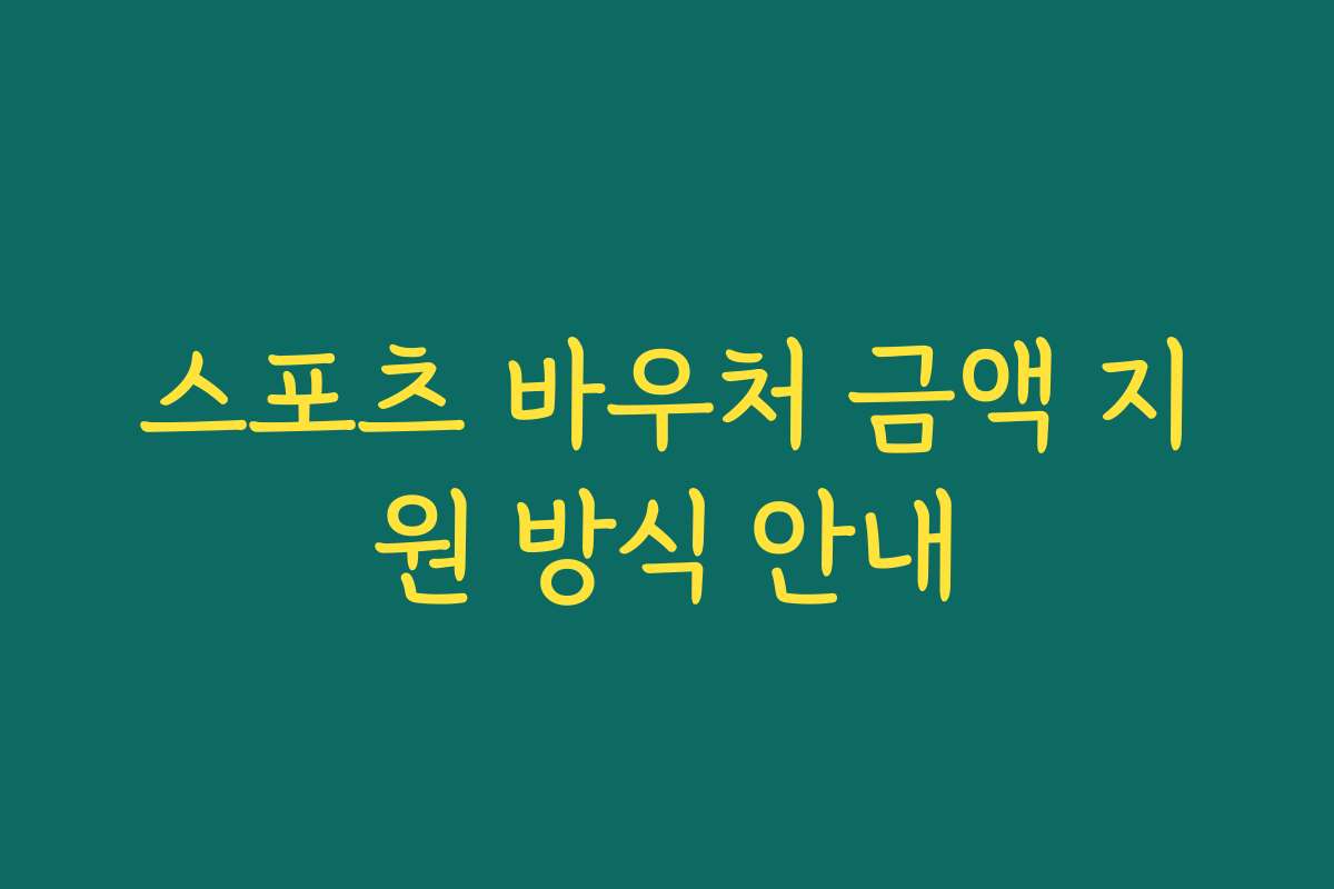스포츠 바우처 금액 지원 방식 안내
