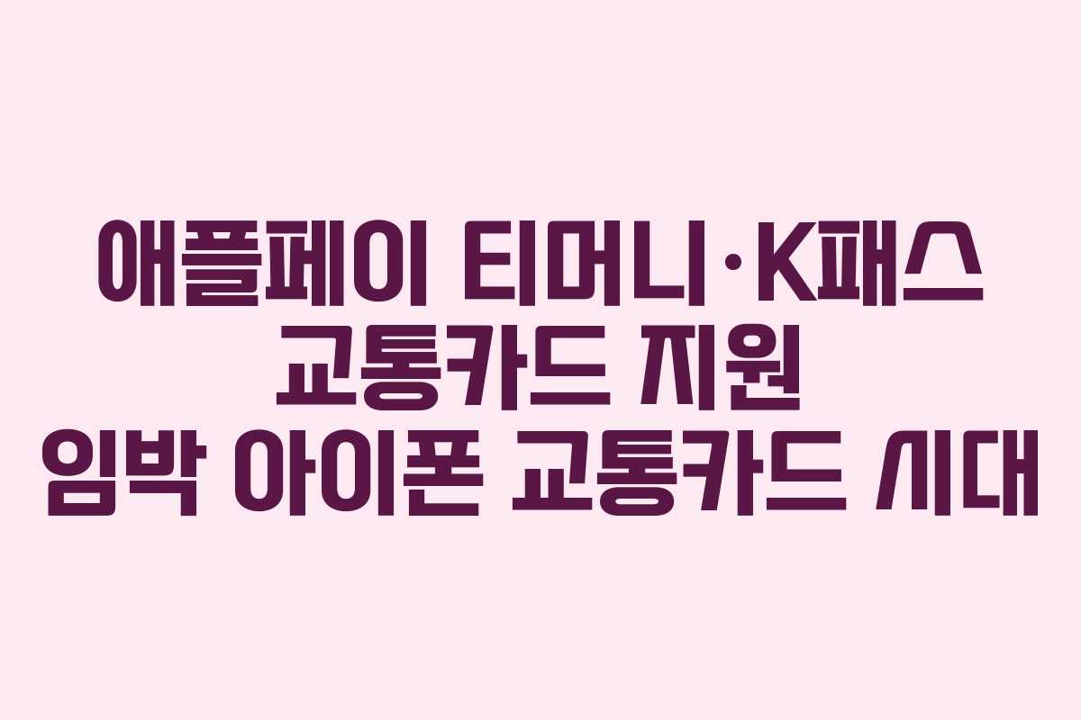 애플페이 티머니&middot;K패스 교통카드 지원 임박 아이폰 교통카드 시대