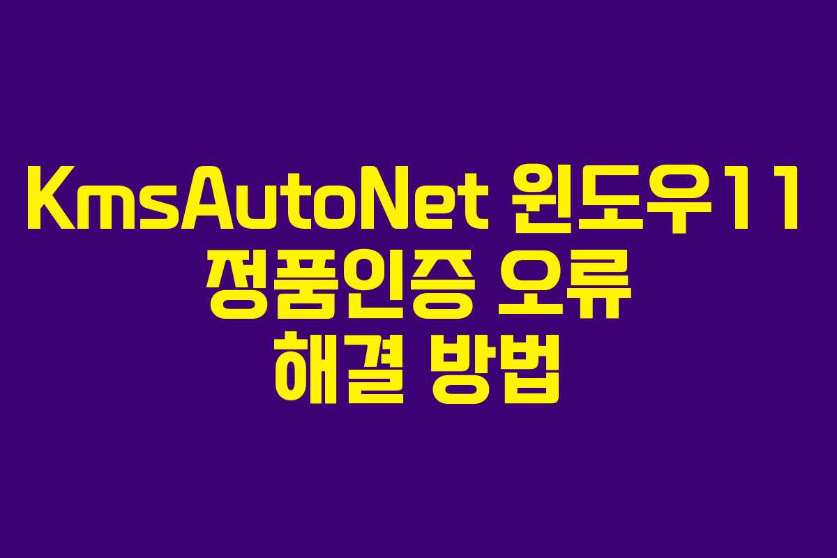 KmsAutoNet 윈도우11 정품인증 오류 해결 방법