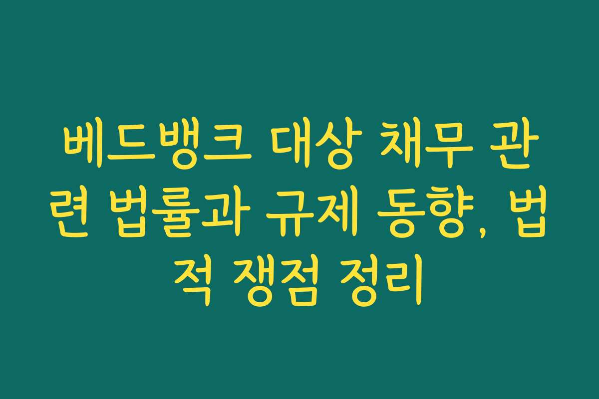 베드뱅크 대상 채무 관련 법률과 규제 동향, 법적 쟁점 정리